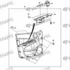 Обивка передней правой двери и кнопка управления стеклоподъемником